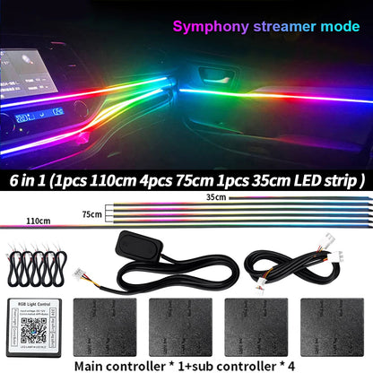 Car Interior Symphony Ambient Light Kit – 6 to 22-in-1, 213 Colors, Bluetooth App Control