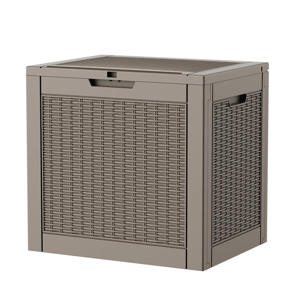 30 Gallon Outdoor Resin Deck Box – Rattan Textured Weatherproof Lockable Storage Chest
