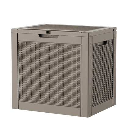 30 Gallon Outdoor Resin Deck Box – Rattan Textured Weatherproof Lockable Storage Chest