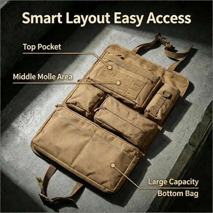 Tactical Car Rear Seat Hanging Storage Bag – Oxford, MOLLE, 60×40cm, Large Capacity, Black / Khaki / CP