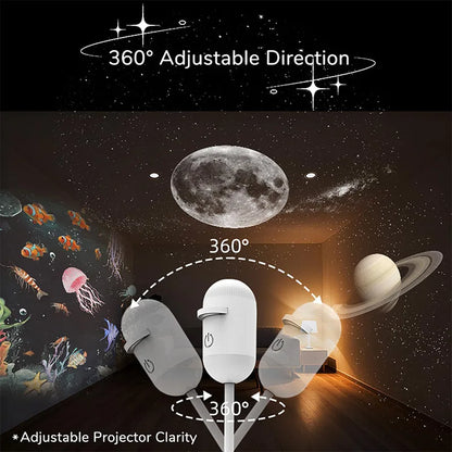 2-in-1 USB Galaxy Star Projector Night Light with Interchangeable Projection Films