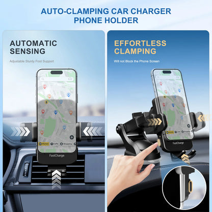 Car Charger Phone Holder 15W Fast Charge Station