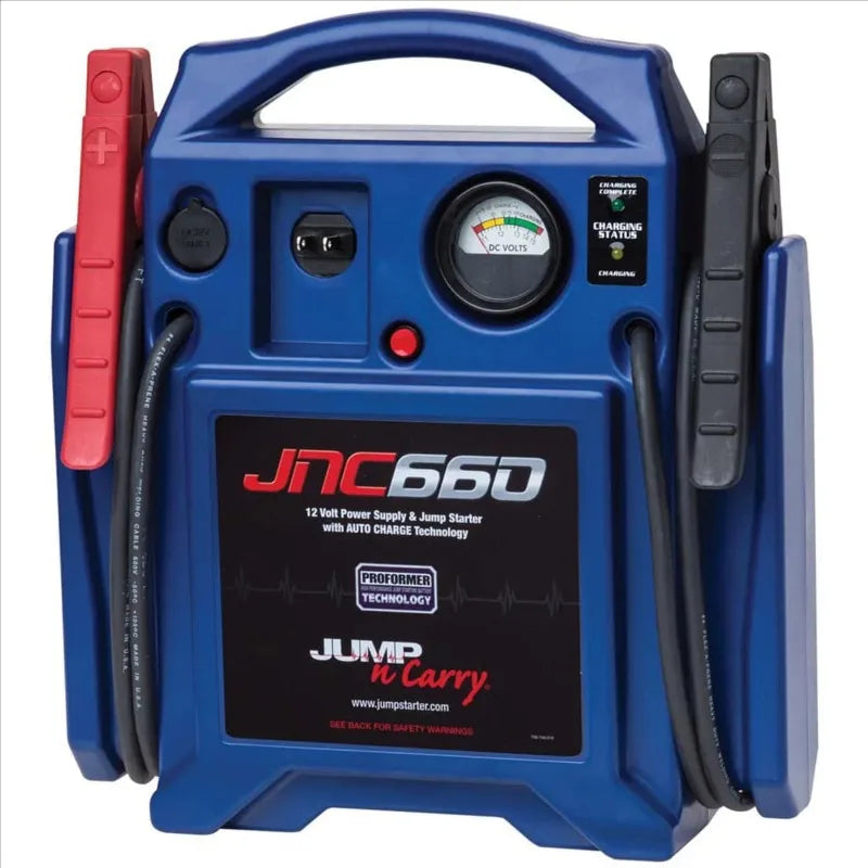 1700 Peak Amp 12V Portable Jump Starter with Built-In Charger and Heavy Duty Cables