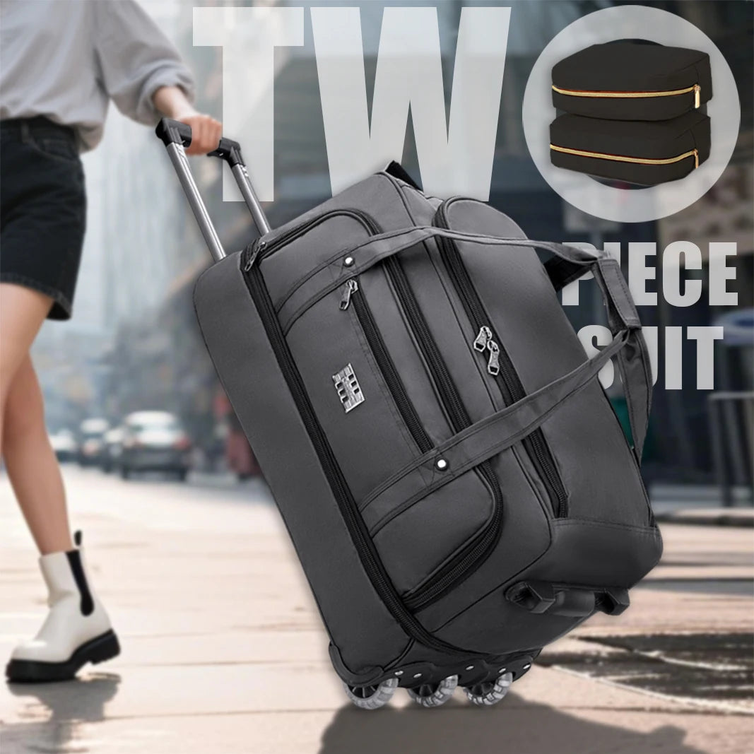 Oxford Trolley Travel Bag – Large Capacity Rolling Boarding Bag for Business & Short Trips