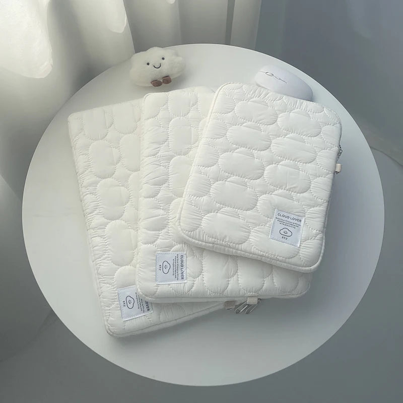 Cloud Laptop & iPad Sleeve – Embroidery Cotton, Zipper, Fits 9.7–16", MacBook & iPad