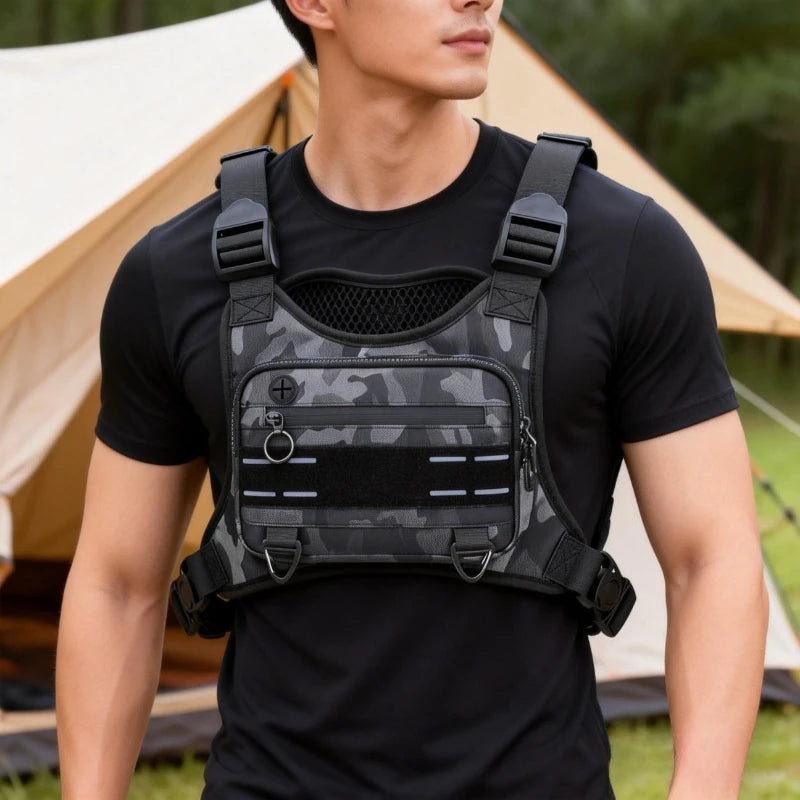 Lightweight Tactical Chest Bag with Reflective Strips – Running, Hiking & EDC