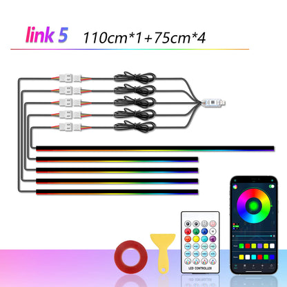 RGB Dream Color Acrylic Car Ambient Light Strip – App Remote Button