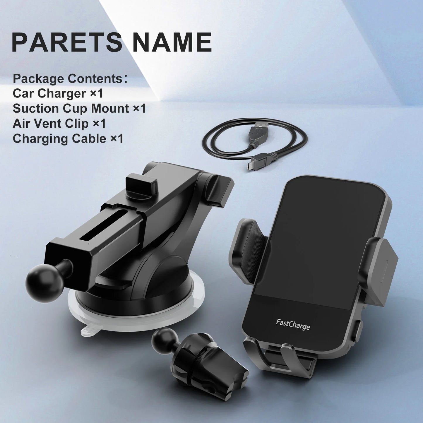 Car Charger Phone Holder 15W Fast Charge Station