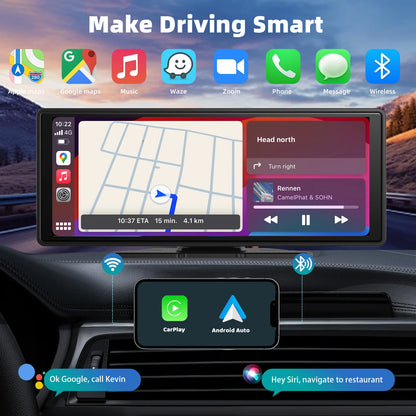 Wireless Carplay Car Stereo, 10.26" inch HD
