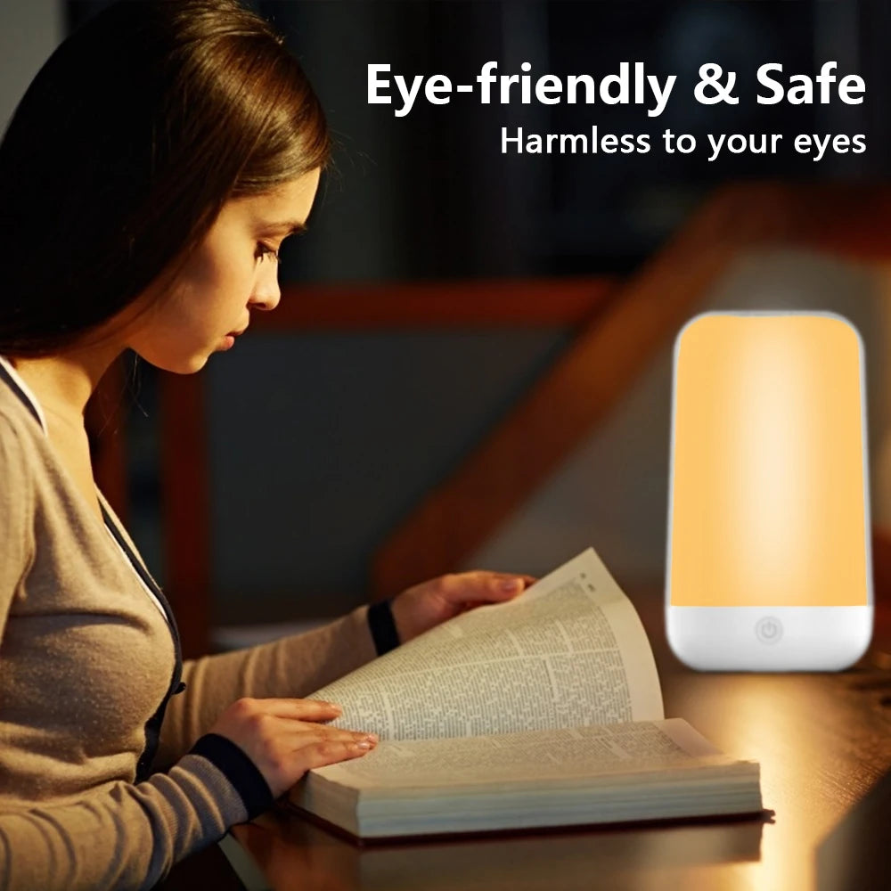 Smart Touch Bedside Table Lamp Dimmable RGB Bluetooth LED Night Light Rechargeable Desk Lamp