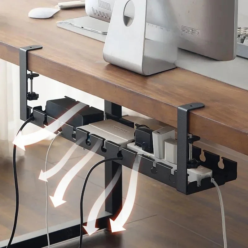 Under Desk Cable Management Tray – No-Drill, Iron, Retractable or Fixed, Home Office PC Router Wire Organizer