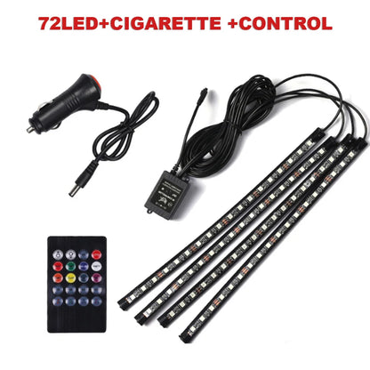 IP68 RGB Car Foot Ambient Light Bar Set – 72 LED, 4-Piece, App or Remote, 5V/12V