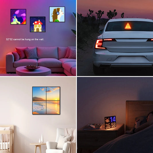 Smart Dynamic Pixel Screen Panel Light 64x64 RGB LED DIY Art Display with Bluetooth Control USB Powered