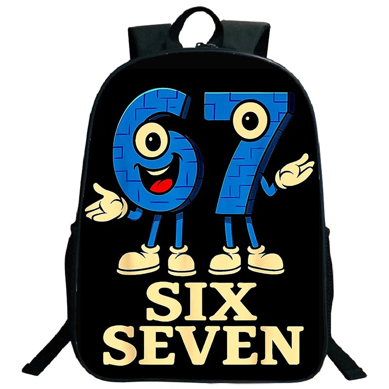 Brainrot 67 Kids School Backpack – Funny Number Print, Lightweight Daypack for Boys & Girls