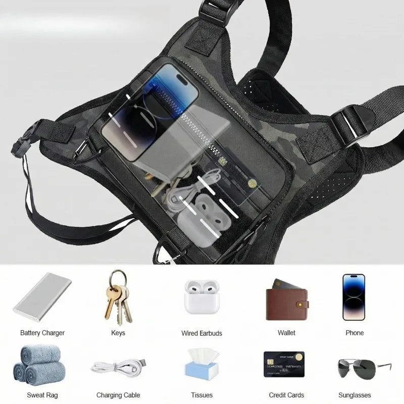 Lightweight Tactical Chest Bag with Reflective Strips – Running, Hiking & EDC