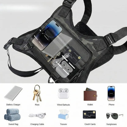 Lightweight Tactical Chest Bag with Reflective Strips – Running, Hiking & EDC