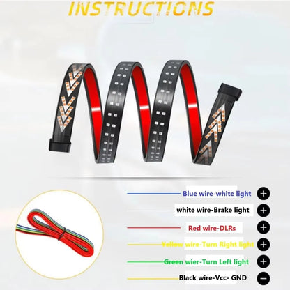 Flexible LED Tail Light Bar Strip – Brake, Turn Signal, Reverse & DRL, IP67, 12–24V, 1M–2.4M