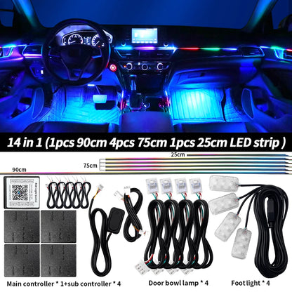 Car Interior Symphony Ambient Light Kit – 6 to 22-in-1, 213 Colors, Bluetooth App Control