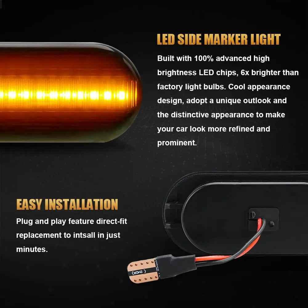 VW Dynamic Sequential LED Side Marker Turn Signal – Smoked, Amber, IP67, Golf MK4 Jetta Bora Passat B5 GTI 1999–2004