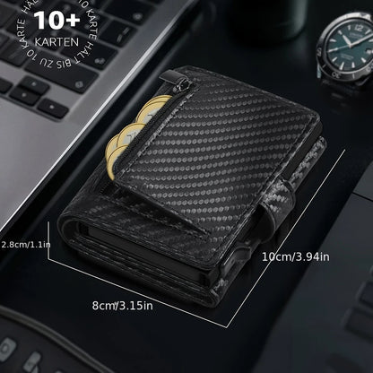 Men's RFID Slim Wallet with Coin Case – Microfiber, Card Slots, Zipper Coin Pocket, 4 Colors