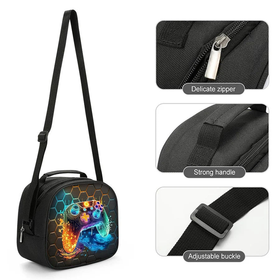 Game Controller 3D Cartoon School Backpack 3-Piece Set – Backpack, Lunch Bag & Pencil Case for Boys & Girls