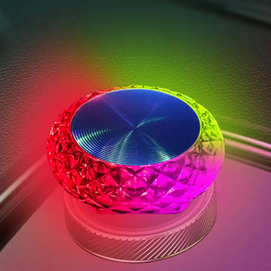 Colorful LED light on a car dashboard with RGB label