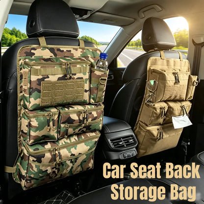Tactical Car Rear Seat Hanging Storage Bag – Oxford, MOLLE, 60×40cm, Large Capacity, Black / Khaki / CP
