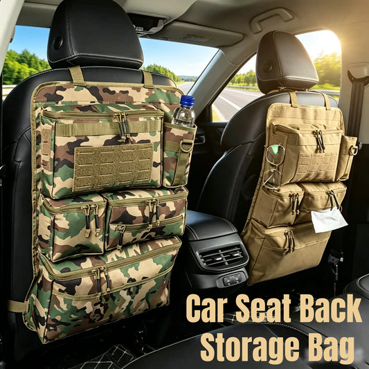 Tactical Car Rear Seat Hanging Storage Bag – Oxford, MOLLE, 60×40cm, Large Capacity, Black / Khaki / CP