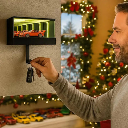 LED Infinite Mirror Key Holder – Glowing Tunnel Effect, 30-Second Auto-Off, ABS, Home Office Entryway