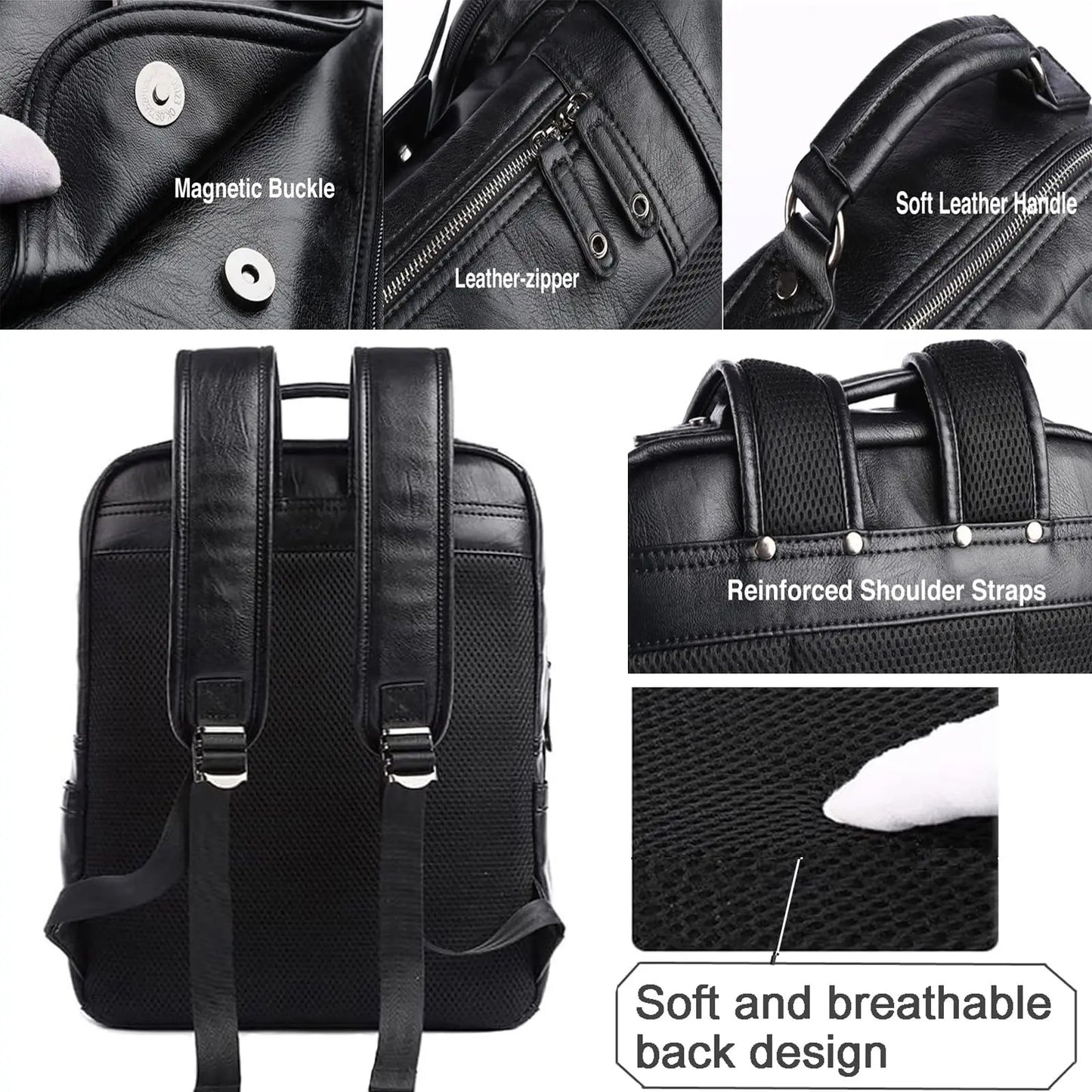 Men's PU Leather Laptop Backpack – Vintage Business Daypack