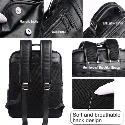 Men's PU Leather Laptop Backpack – Vintage Business Daypack