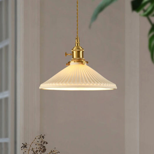 Japanese Style Ceramic Chandelier Nordic Retro Bronze Pendant Light for Living Room Hotel Bar Porch