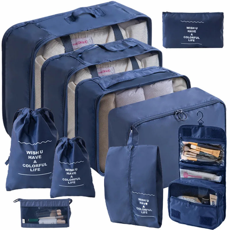 Travel Packing Cubes Set – 7 or 10 Piece Luggage Organizer Bags with Shoe Pouch & Clothes Storage
