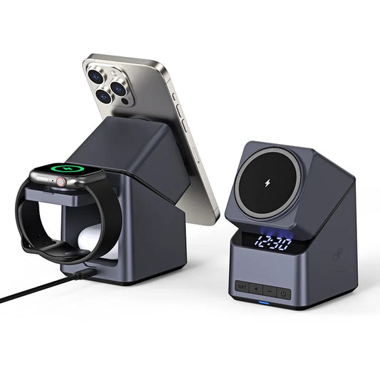 4 in 1 Magnetic Wireless Charger 15W Charging Station with Clock Display