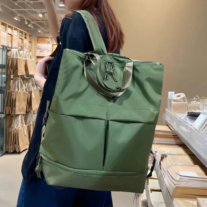 Y2K Nylon Square Backpack – Large Capacity Unisex Bag