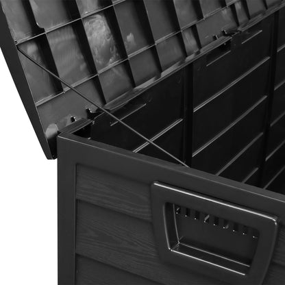 75 Gallon Outdoor Deck Box – 280L Wheeled Lockable Storage Chest with Wood-Effect Finish