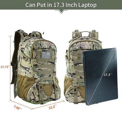 35L Tactical Backpack with MOLLE & Rain Cover – 3-Day Pack for Hiking & Camping