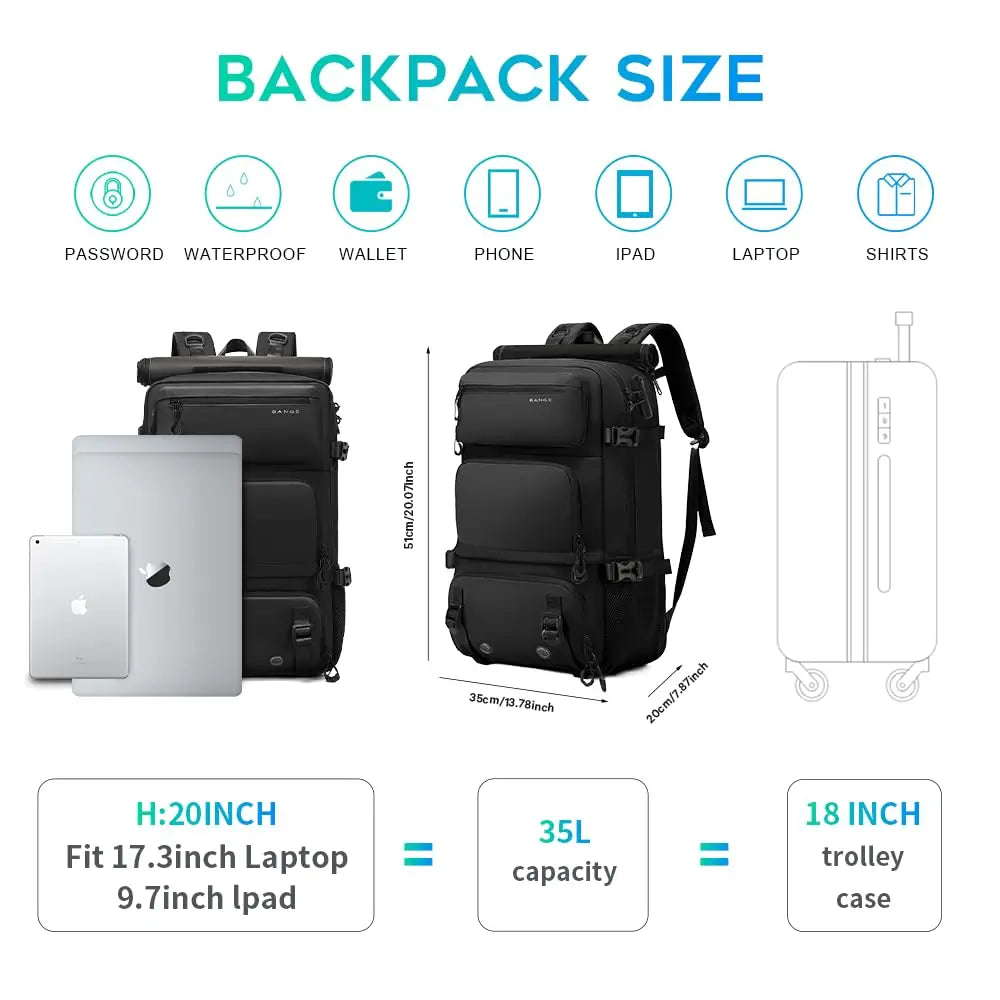 30L Anti-Theft Backpack with Detachable Sling Bag – Shoe Compartment, Laptop Sleeve