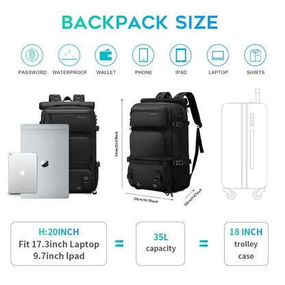 30L Anti-Theft Backpack with Detachable Sling Bag – Shoe Compartment, Laptop Sleeve
