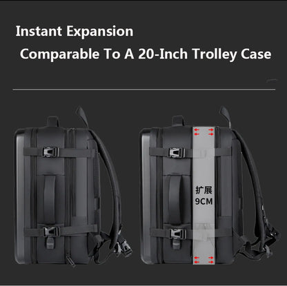 50L ABS Hard Shell Expandable Travel Backpack – 17" Laptop Compartment, USB Charging, Waterproof