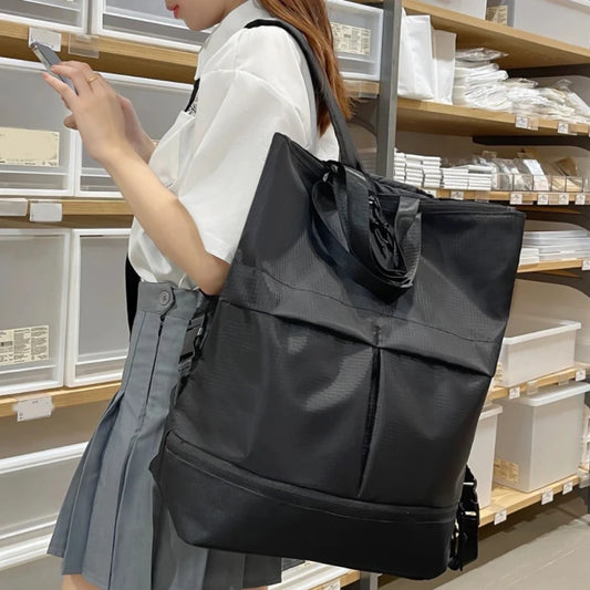 Y2K Nylon Square Backpack – Large Capacity Unisex Bag