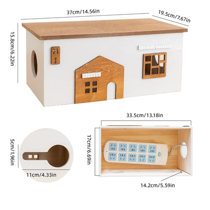 Wooden Desktop Cord Storage Box Desktop Organization Storage