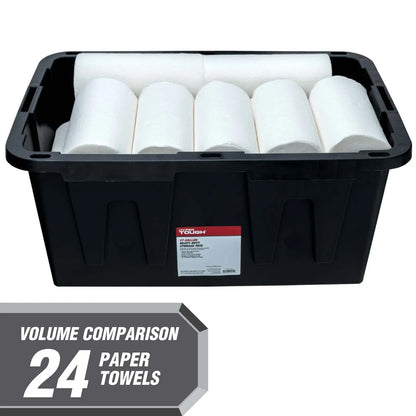 27 Gallon Heavy-Duty Storage Bin with Snap Lid – Black & Red Plastic Storage Container