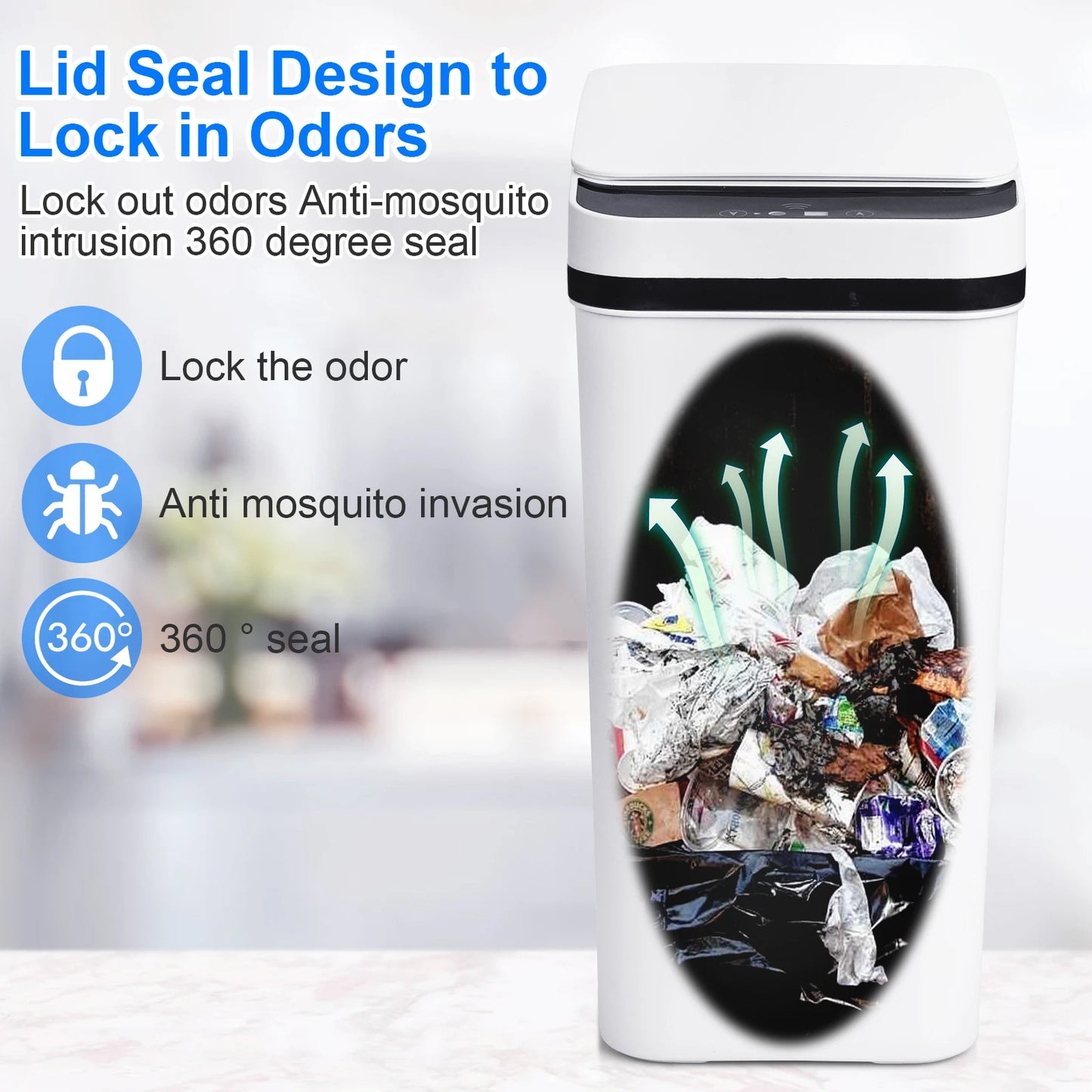 2 Pack 12L Bathroom Automatic Trash Cans Touchless Motion