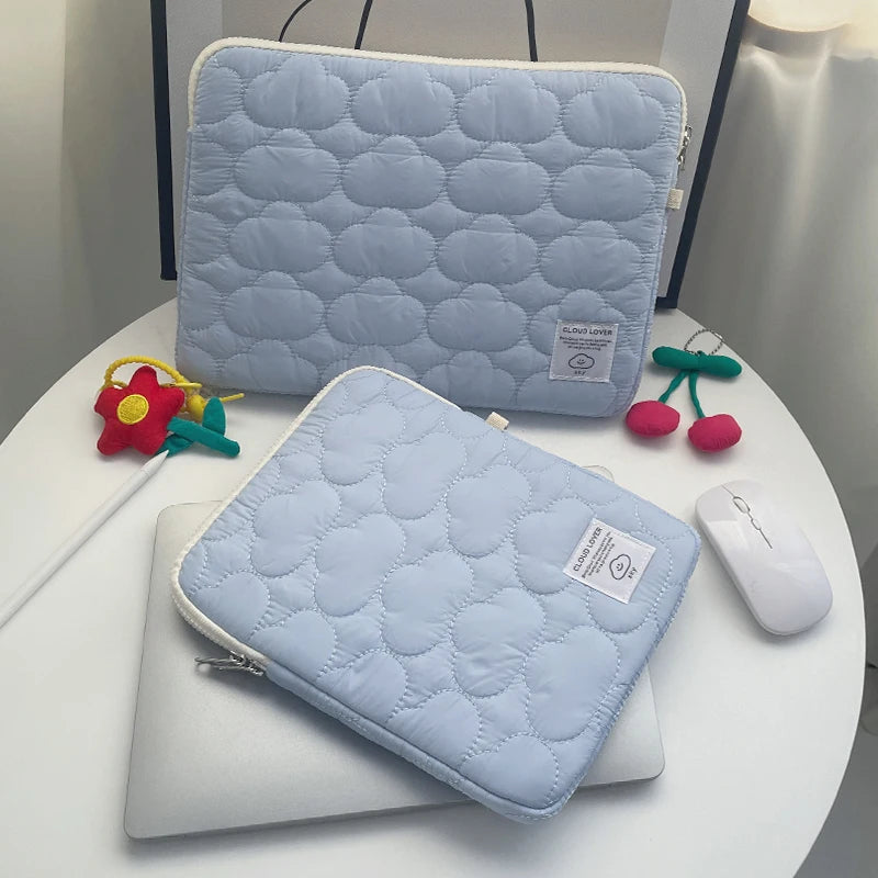 Cloud Laptop & iPad Sleeve – Embroidery Cotton, Zipper, Fits 9.7–16", MacBook & iPad