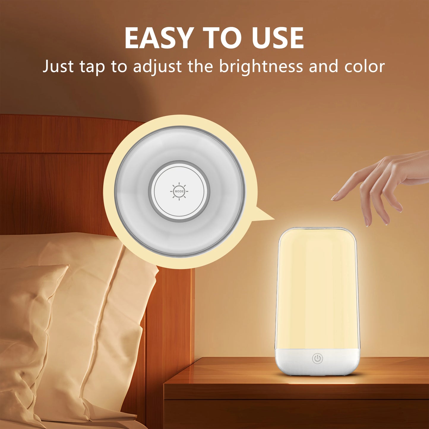 Smart Touch Bedside Table Lamp Dimmable RGB Bluetooth LED Night Light Rechargeable Desk Lamp