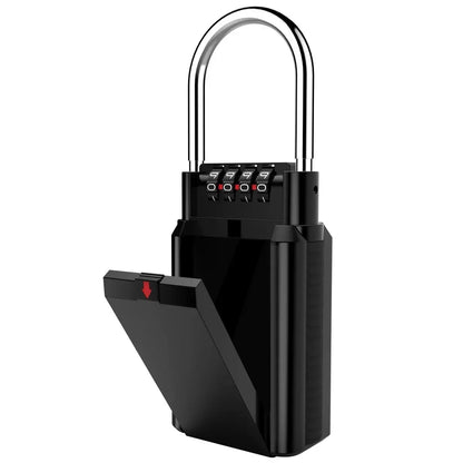 4-Digit Combination Key Lock Box – 2-in-1 Padlock & Storage, Zinc Alloy, Holds 6 Keys, Indoor & Outdoor