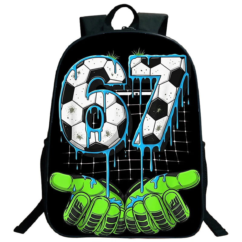 Brainrot 67 Kids School Backpack – Funny Number Print, Lightweight Daypack for Boys & Girls