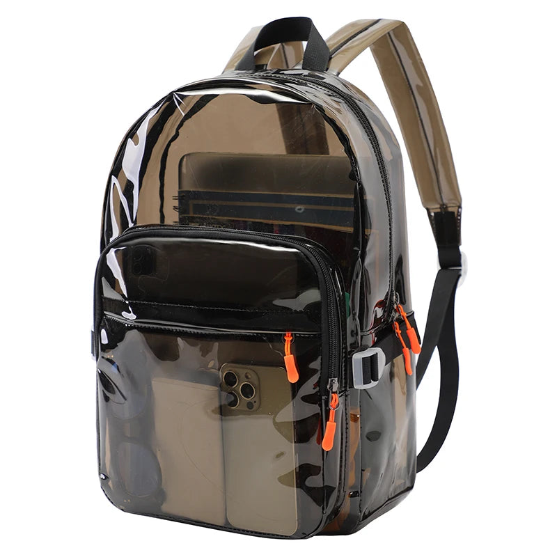 Clear PVC Backpack with Multi-Pocket Design for School, Travel & Events