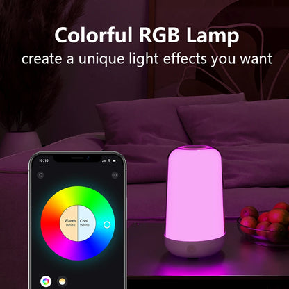 Smart Touch Bedside Table Lamp Dimmable RGB Bluetooth LED Night Light Rechargeable Desk Lamp